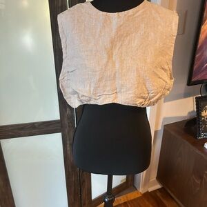 DISSH Linen-Blend Sleeveless Crop Top in Beige